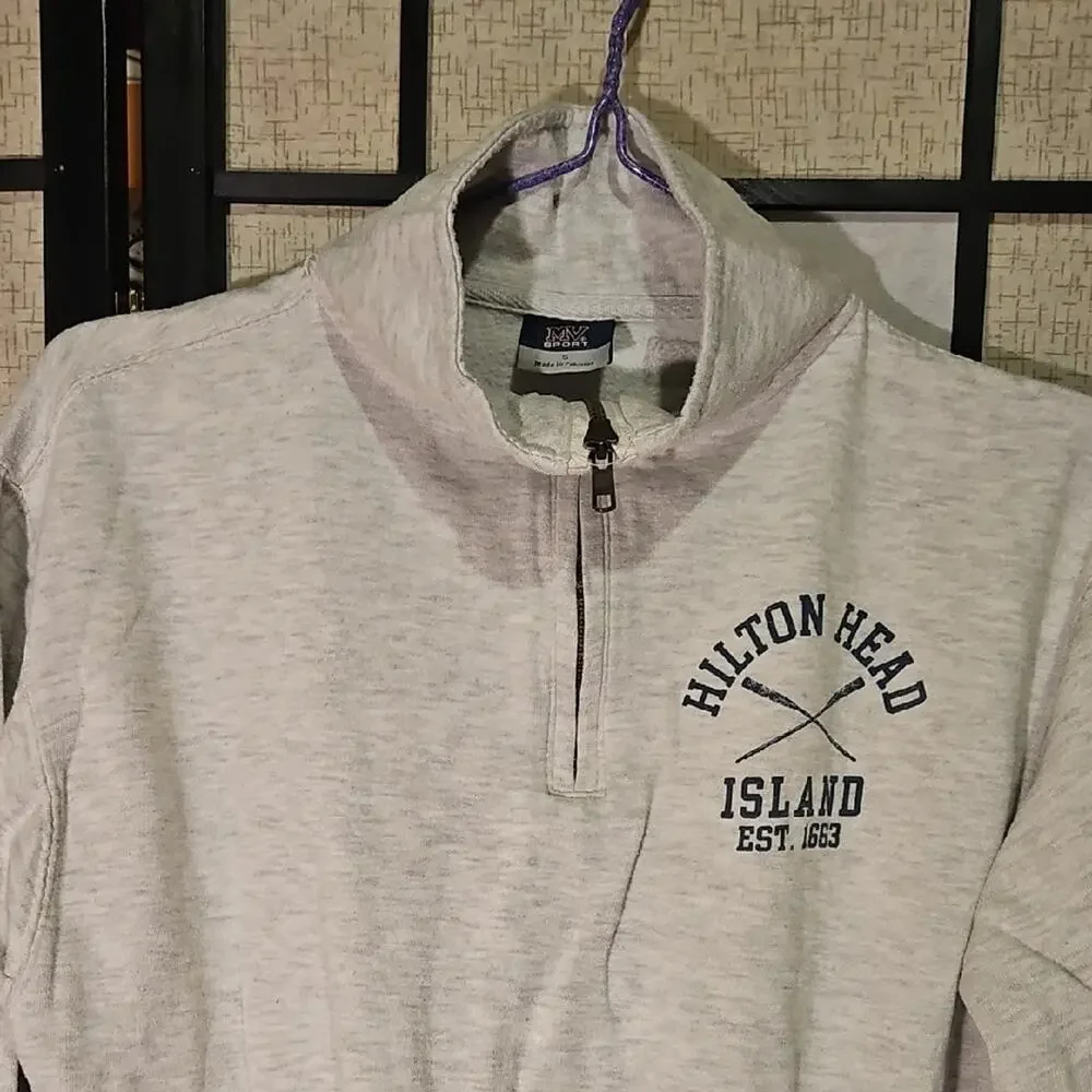 MV Sport Men's Light Gray Zip-Up Sweater